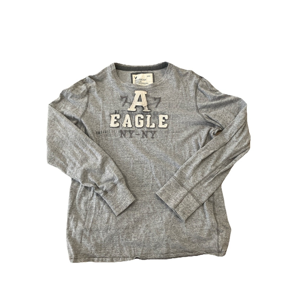 Y2K American Eagle Long Sleeve Shirt Size Large Men's Grey